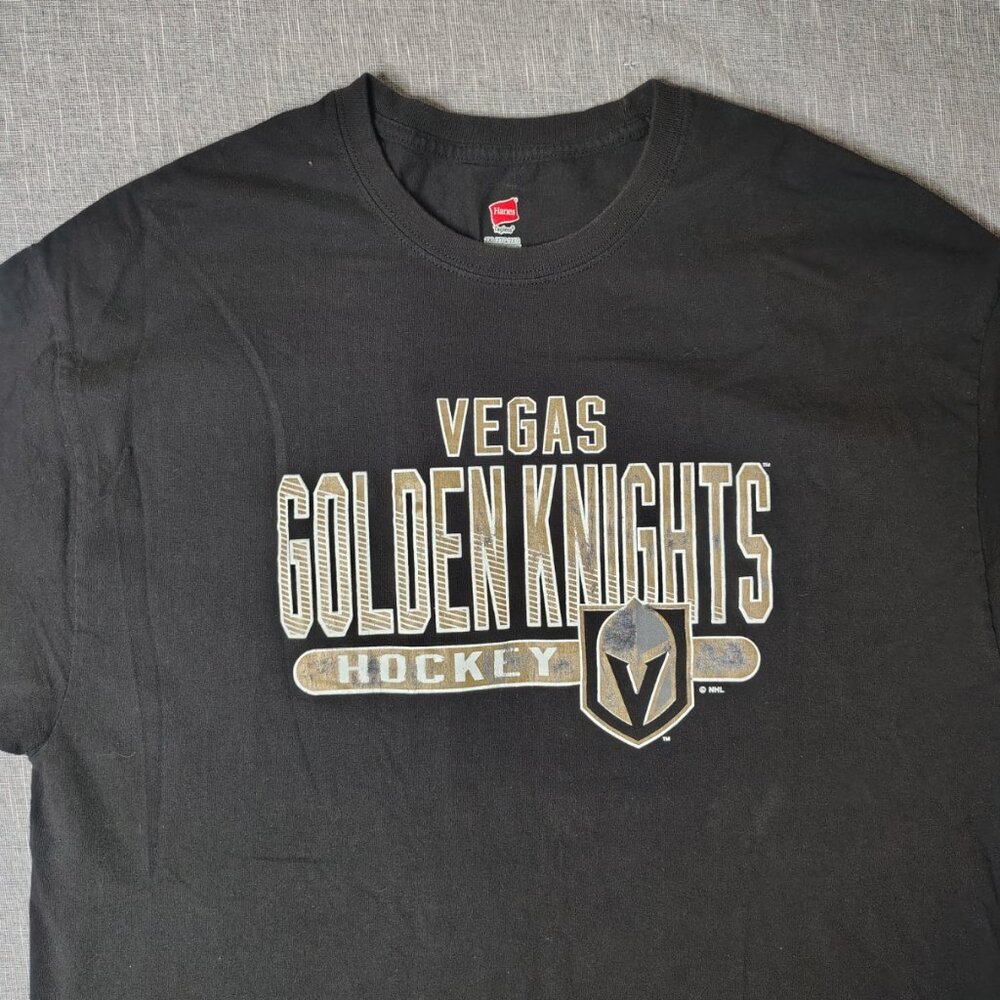 Vegas Golden Nights Hockey T-Shirt Black Gold Size 2XL Cotton Crewneck Sports - Picture 2 of 8